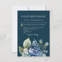 Tarjeta de respuesta de acuarela floral azul flore