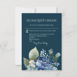 Tarjeta de respuesta de acuarela floral azul flore