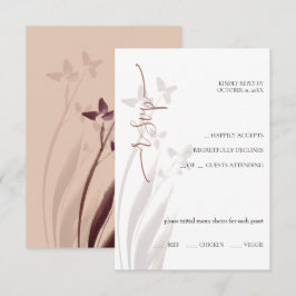 Tarjeta de respuesta de acuarela floral con vino y