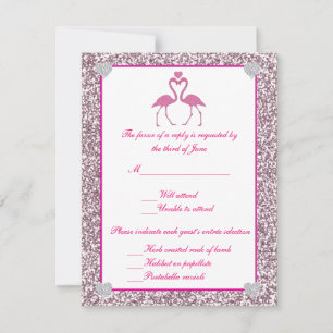 Tarjeta de respuesta de amor Flamingo Purpurina Fl