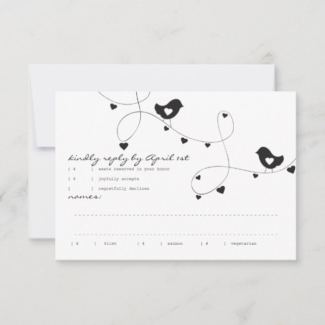 Tarjeta de respuesta de amor retro para aves con c (Anverso)