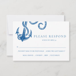 Tarjeta de respuesta de anclaje azul náutico