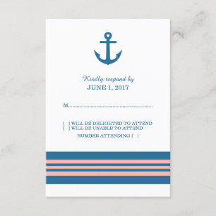 Tarjeta de respuesta de anclaje náutico de coral a