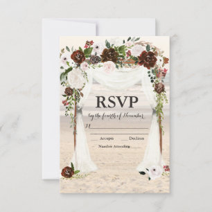 tarjeta de respuesta de arbusto de boda de playa