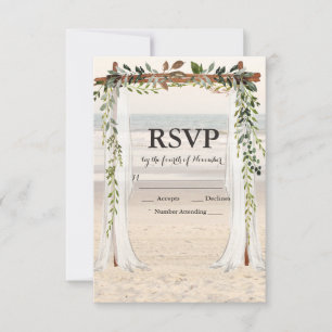 tarjeta de respuesta de arbusto de boda de playa