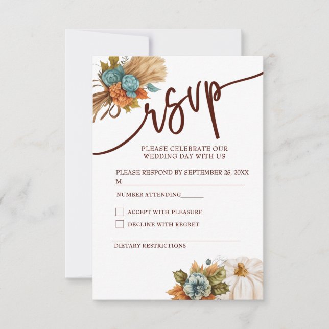 Tarjeta de respuesta de asistencia a la boda (Anverso)