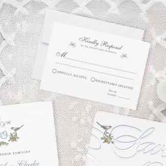 Tarjeta de respuesta de aves de amor florales