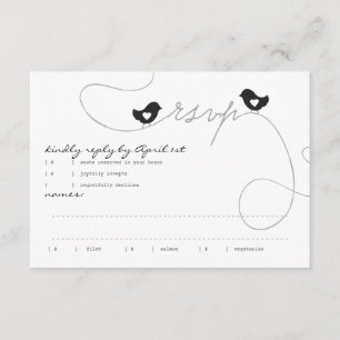Tarjeta de respuesta de Aves de Amor Retro