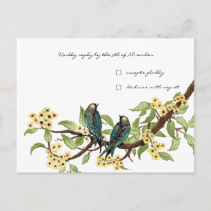 Tarjeta de respuesta de aves Verde azuladas de col