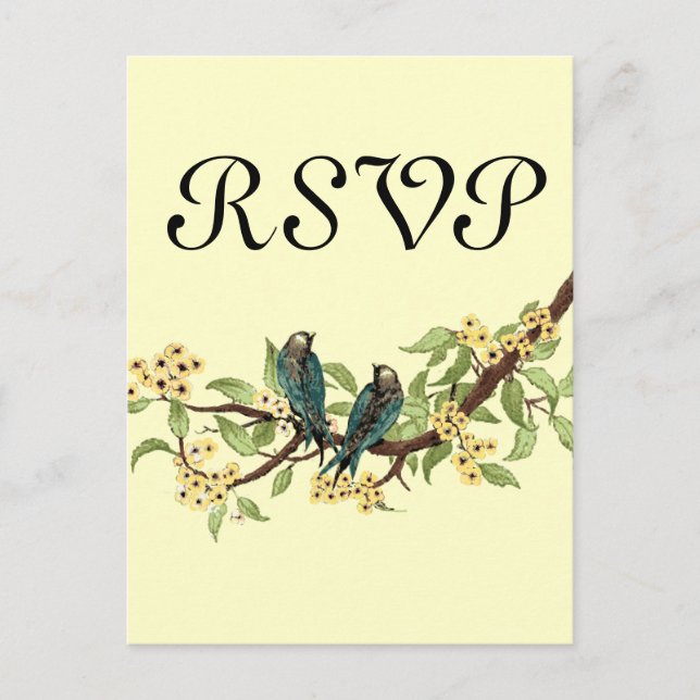 Tarjeta de respuesta de aves Verde azuladas de col (Anverso)