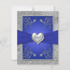 Tarjeta de respuesta de Azul Cobalto y Corazón de