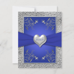 Tarjeta de respuesta de Azul Cobalto y Corazón de