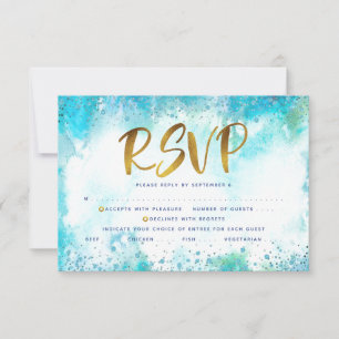 Tarjeta de respuesta de B’nai Mitzvah con dorado y