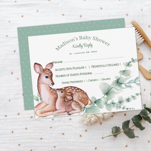 Tarjeta de respuesta de Baby Shower Deer Mom Fawn (Subido por el creador)