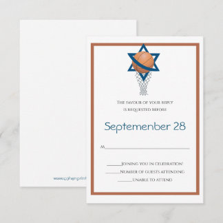 Tarjeta de respuesta de baloncesto judío azul nara