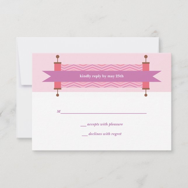 Tarjeta de respuesta de Bat Mitzvah con Chevron Ro (Anverso)