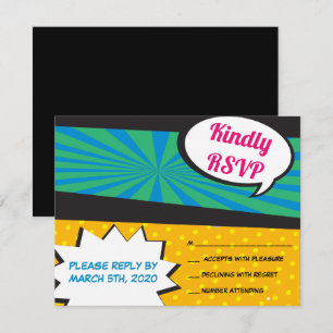 Tarjeta de respuesta de Bat Mitzvah de POP ART Inv