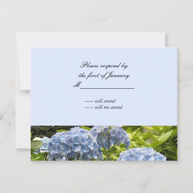 Tarjeta de respuesta de Blue Hydrangeas (Anverso)