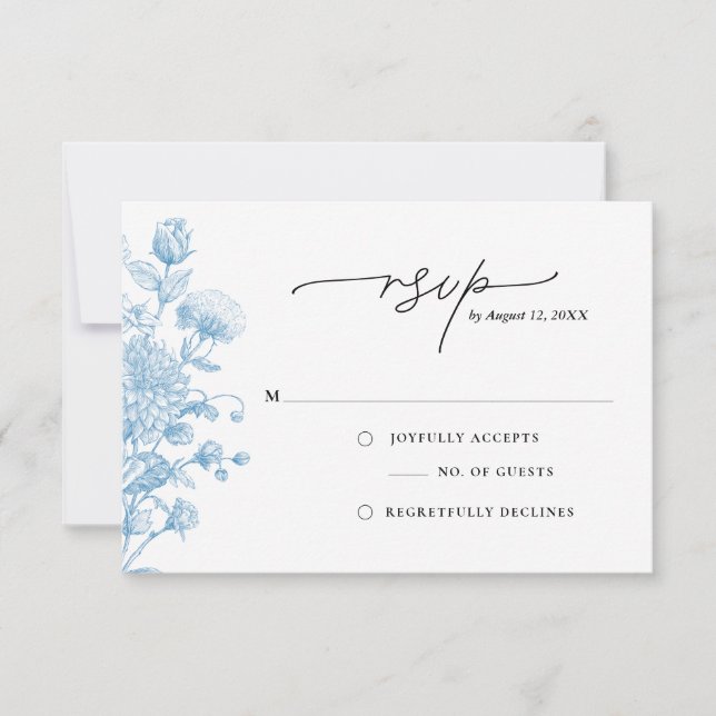 Tarjeta de respuesta de boceto floral (Anverso)