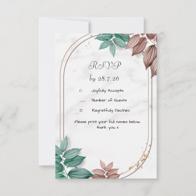 Tarjeta de respuesta de boda (Anverso)