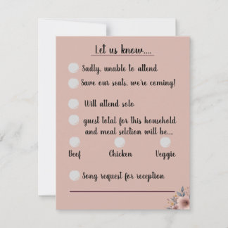 Tarjeta de respuesta de boda