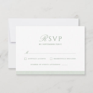 Tarjeta de respuesta de boda a rayas verde salvia