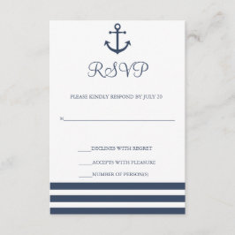Tarjeta de respuesta de Boda a rayas y de anclaje