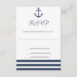 Tarjeta de respuesta de Boda a rayas y de anclaje 