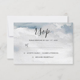Tarjeta de respuesta de boda acuarela azul polvori