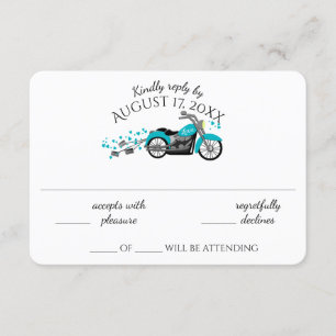 Tarjeta de respuesta de boda acuática de motocicle