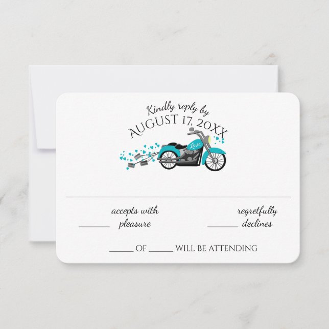 Tarjeta de respuesta de boda acuática de motocicle (Anverso)