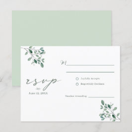 Tarjeta de respuesta de boda al agua con salvia de