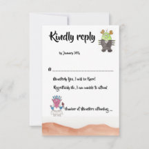 Tarjeta de respuesta de boda alternativa de monstr