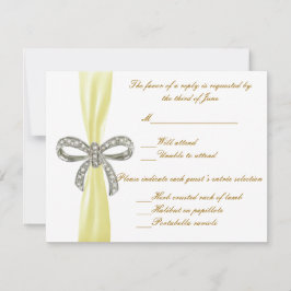 Tarjeta de respuesta de Boda Amarillo Diamond Bow