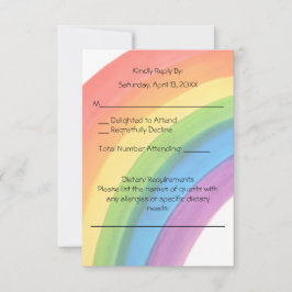 Tarjeta de respuesta de boda Arcoíris Acuarela