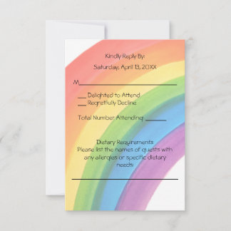 Tarjeta de respuesta de boda Arcoíris Acuarela