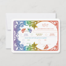 Tarjeta de respuesta de boda Art Nouveau con acuar