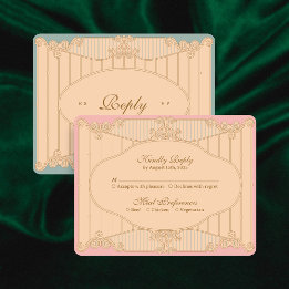 Tarjeta de respuesta de boda Art Nouveau ornamenta