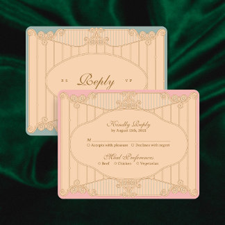 Tarjeta de respuesta de boda Art Nouveau ornamenta