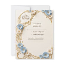 Tarjeta de respuesta de boda Art Nouveau pastel az