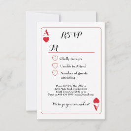 Tarjeta de respuesta de boda As de Corazones Invit