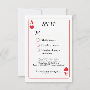 Tarjeta de respuesta de boda As de Corazones Invit