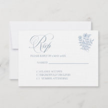 Tarjeta de respuesta de boda azul clásico francés