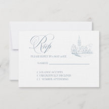 tarjeta de respuesta de boda azul de invierno