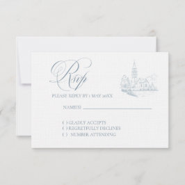 tarjeta de respuesta de boda azul de invierno