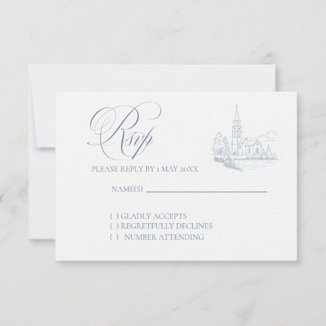 tarjeta de respuesta de boda azul de invierno (Anverso)