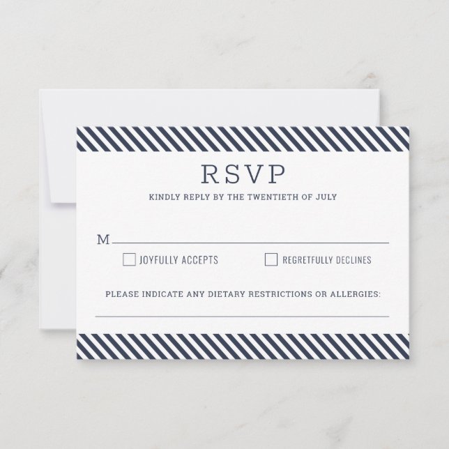 Tarjeta de respuesta de Boda azul de la Marina a r (Anverso)