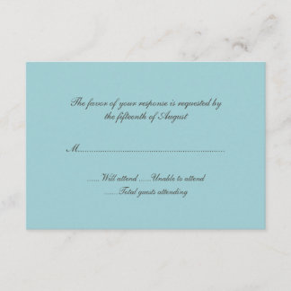 Tarjeta de respuesta de Boda azul Robin Egg