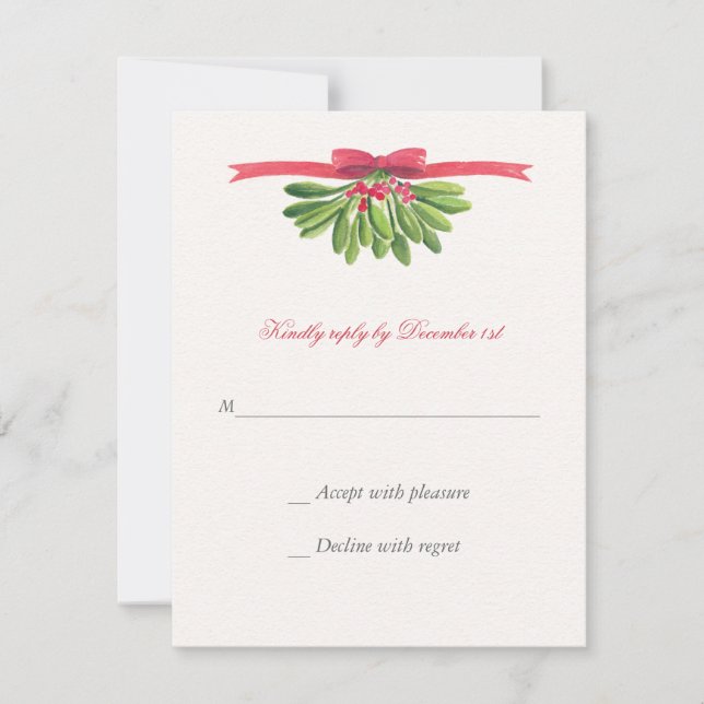 Tarjeta de respuesta de boda bajo el muérdago (Anverso)