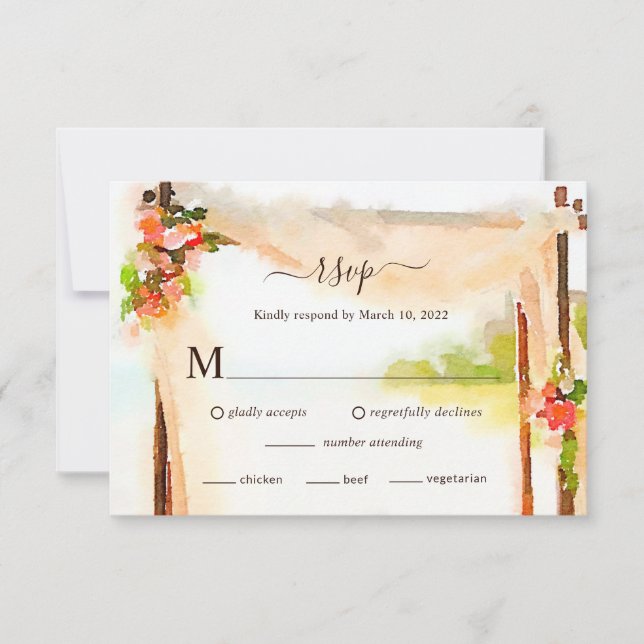 Tarjeta de respuesta de boda bajo la Chuppah (Anverso)